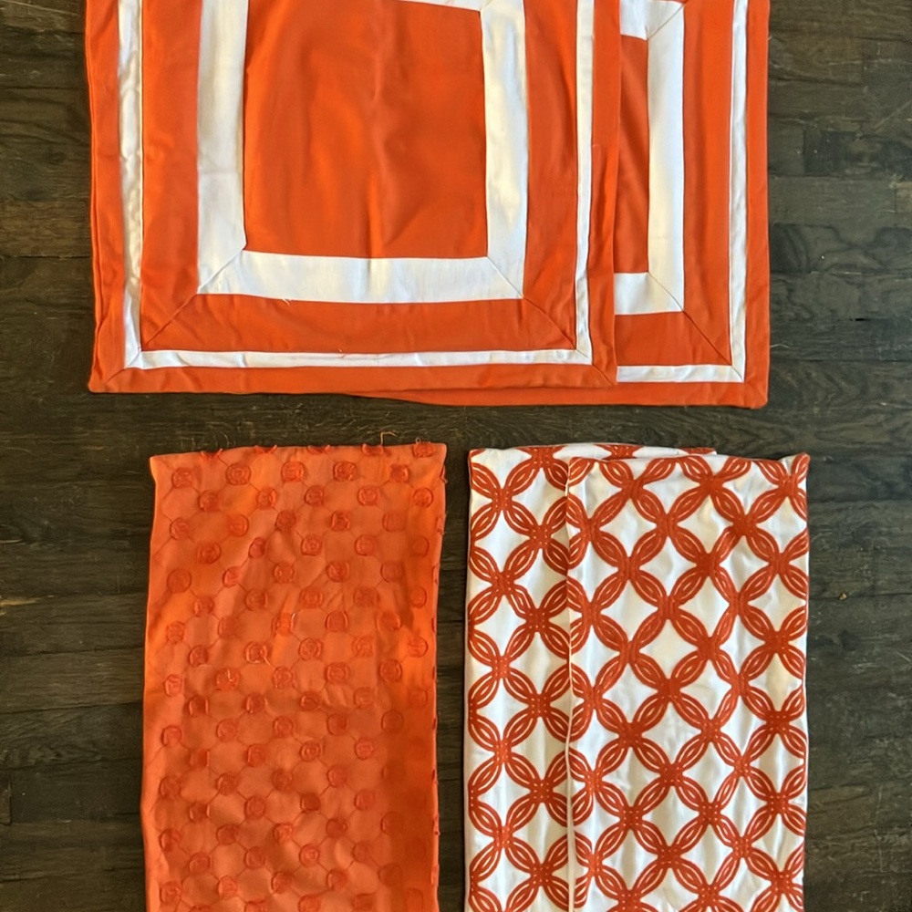 Orange and White Geometric cushions Set
